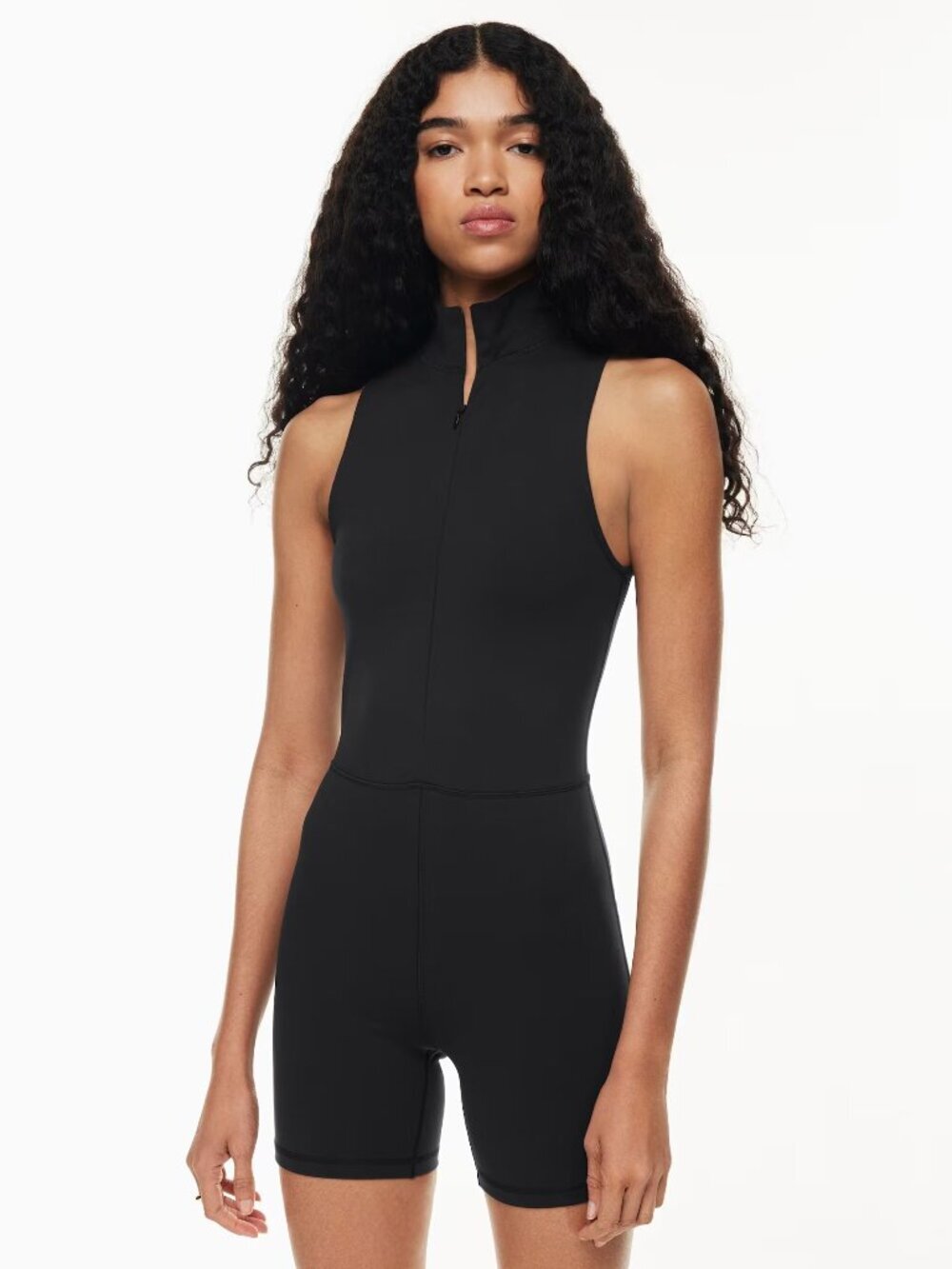 Aritzia Wilfred Free Moonrise Romper Mock Neck Zip Up Black Size Small
